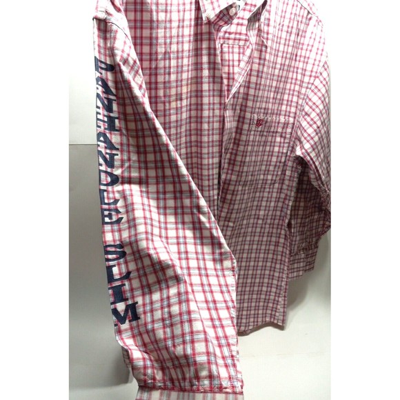 Panhandle Slim Long Sleeve Spell Out Size Small Western Plaid Red White Rodeo - Picture 4 of 11